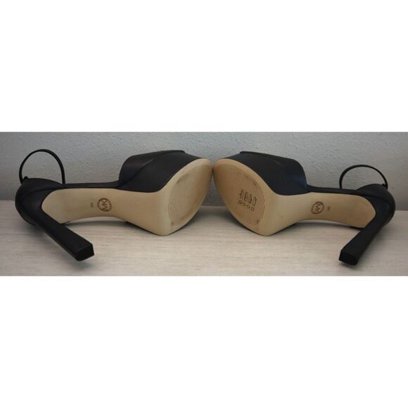 Michael Kors Women's Sz 8M Black Leather Martina 5" Peep-Toe Platform Pumps - Picture 4 of 11